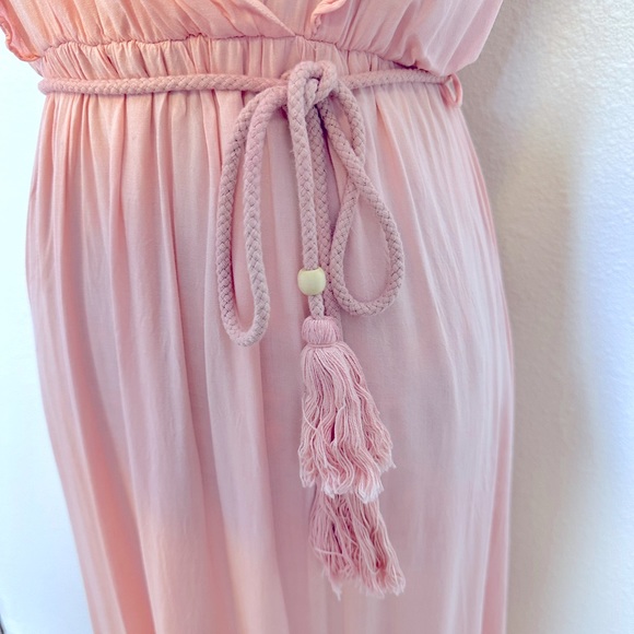 Dress Day Maxi Dress Soft Pink Tie Waist Belt Size M - Picture 4 of 11